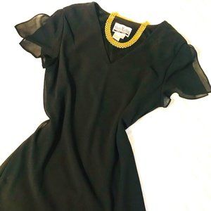 Vintage Sheri Martin Flutter-Sleeve Dress